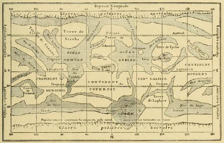 Carte de Mars - Camille Flammarion - 1876