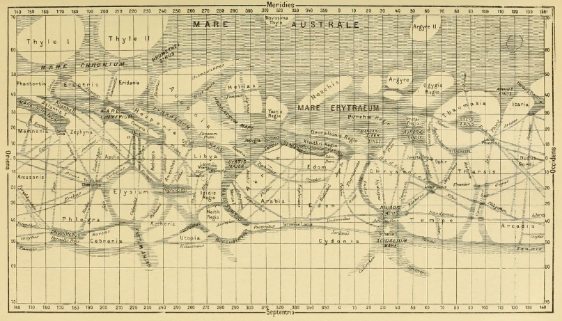 Schiaparelli, carte de canaux de mars, 1886