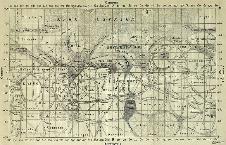 Carte de Mars réalisée par Eugène Antoniadi en 1910