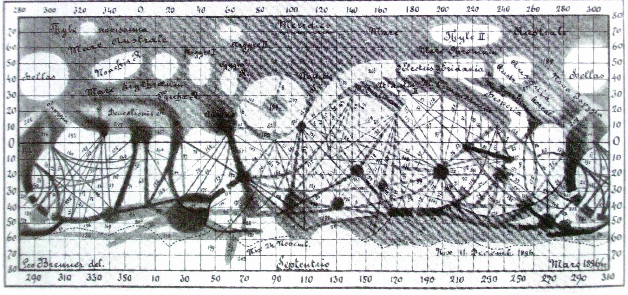 Carte de Mars réalisée par Spiridion Gopcevic alias Leo Brenner en 1896